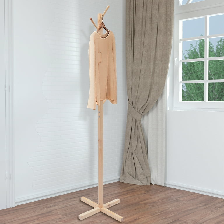 Giantex Wooden Coat Rack Stand, Coat Tree W/11 Hooks & 2 Adjustable Height, Floor Free Standing for Bedroom, Office, Hallway, Entryway, Easy to