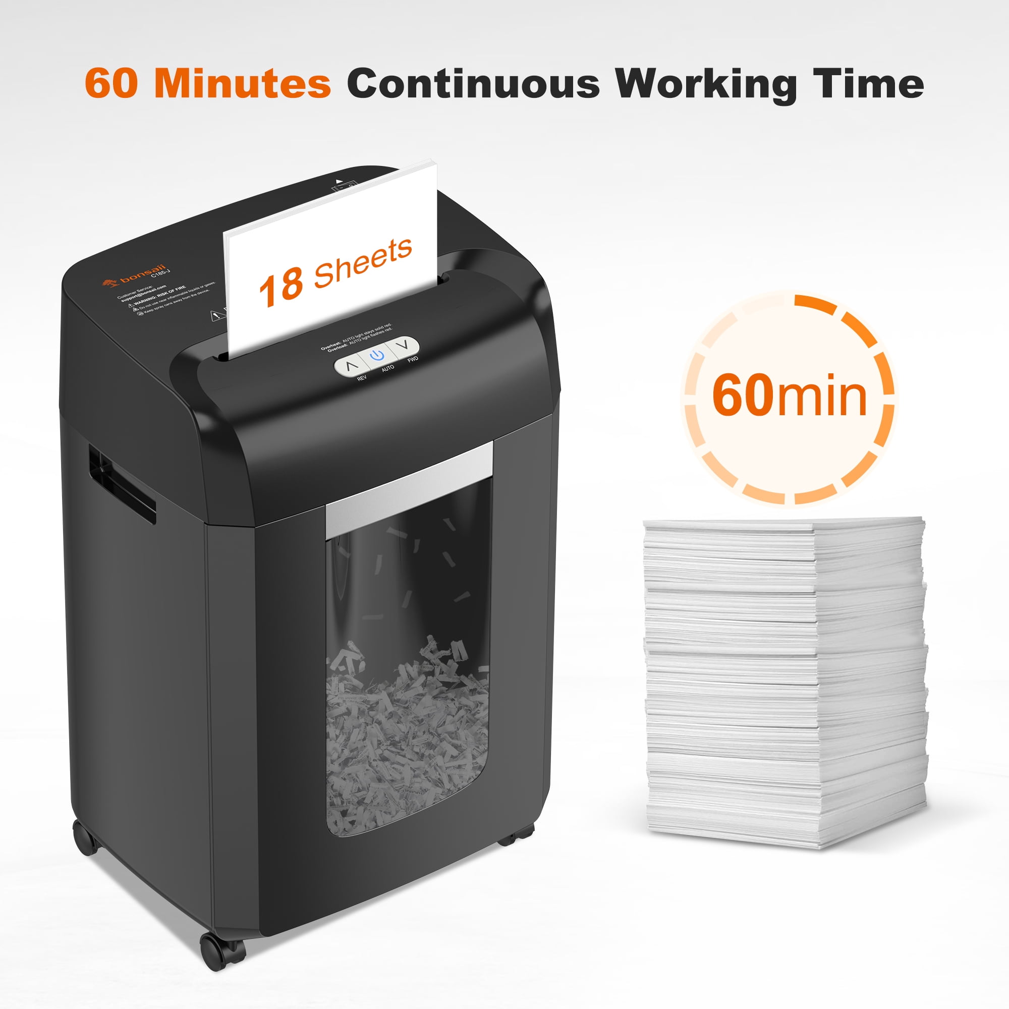 Bonsaii Paper Shredder 18-Sheet Cross Cut Office Shredder 60 Mins Bonsaii Paper Shredder 18-Sheet Cross Cut Office Shredder 60 Mins