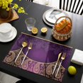 thumbnail image 3 of Purple Boho Floral Placemats Set of 8, Vintage Ethnic Tribal Abstract Art Placemats for Dining Table, Place Mats for Kitchen Tabletop, Waterproof Wipeable Dining Table Mats Set, 3 of 9