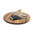 thumbnail image 2 of French Home Laguiole 6-Piece Black Pakkawood Artisan Cheese Knife Set and Round Wood Board, 2 of 5
