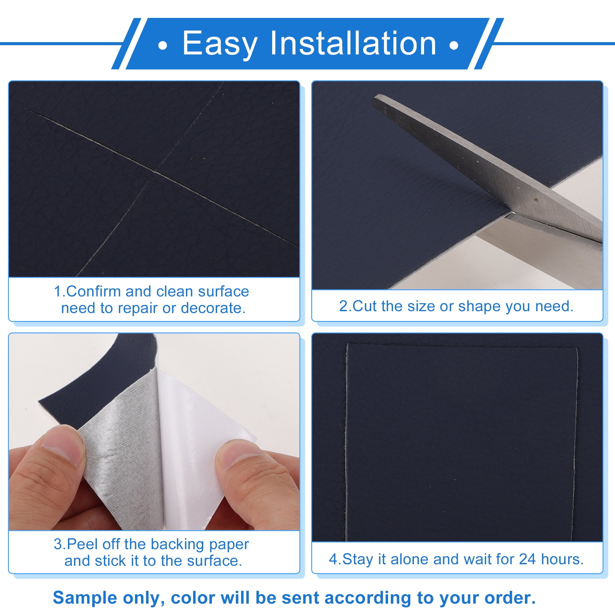 Unique Bargains Self Adhesive Leather Repair Patch Leather Repair Tape for Automotive Car Seat Sofa Couches Chair Interior Trim Dark Blue 40" x 16"