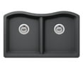 thumbnail image 3 of Undermount 32-1/2 in. x 20 in. 50/50 Bowl Quartz Kitchen Sink in Onyx Black, 3 of 4
