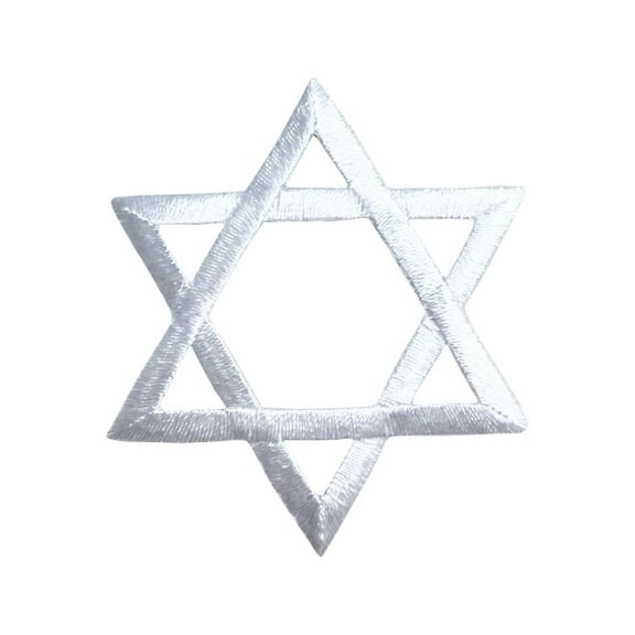 LARGE - White - Hannukah - Jewish Star of David - Iron on Applique/Embroidered Patch