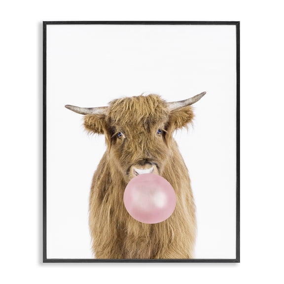 Stupell Industries Cottage Highland Cattle Bubblegum Black Framed Giclee Art, 11 x 14, by Sisi and Seb