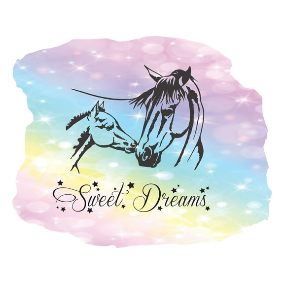 Animal Wall Decals for Children Bedroom - A Mother and a Baby Horse Horse DIY & Creativity Boy Girl Bedroom Wall Sticker - Size: 10 In x 8 In