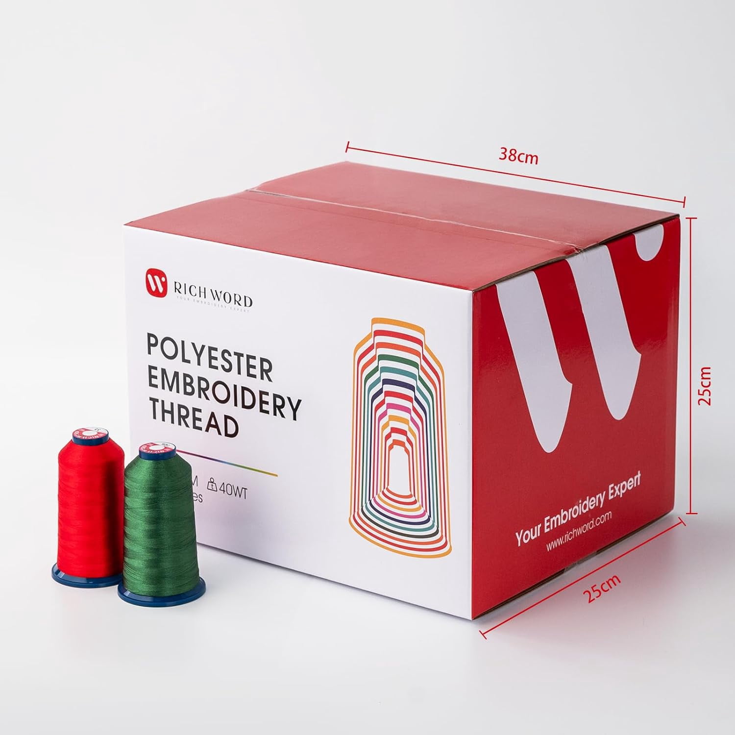 RICH WORD Embroidery Machine Thread 60 Colors 40WT (108D/2) Polyester Thread Kit Each Spool 4000M (4374Y)