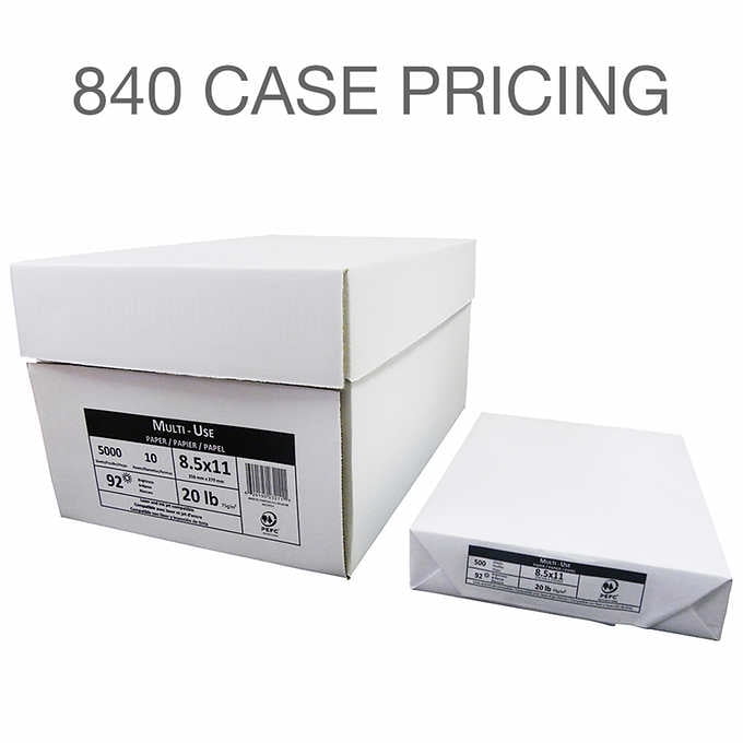 Xerographic Printer Paper, Letter, 92 Bright, Case Pricing Order of 840