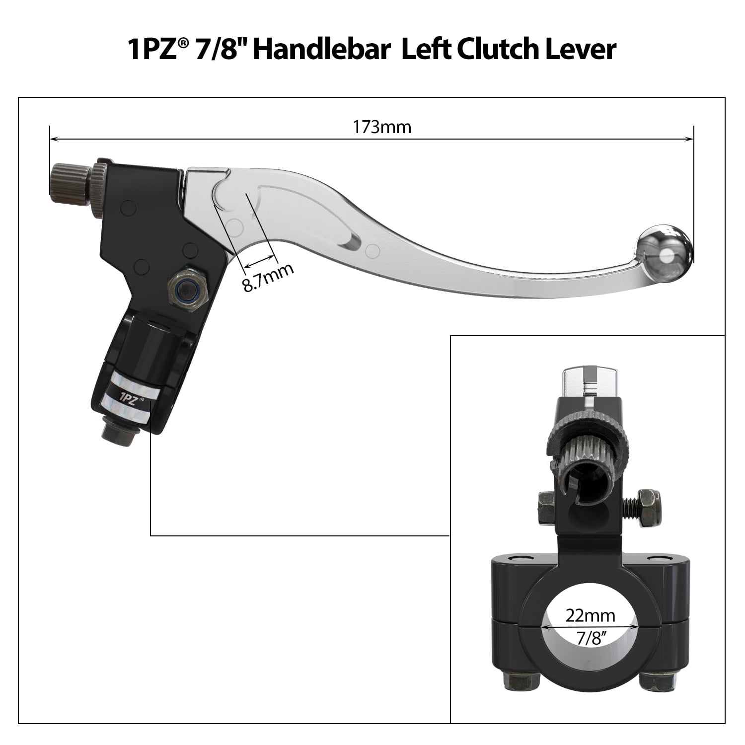 1PZ CLB-001 LEFT CLUTCH LEVER PERCH ASSEMBLY for HONDA Black XR50 XR70 XR80 XR100 XR200 PIT//DIRT BIKE