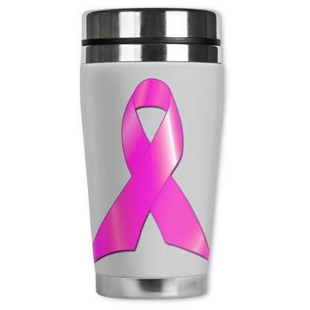 

Mugzie brand 20-Ounce MAX Stainless Steel Travel Mug with Insulated Wetsuit Cover - Breast Cancer Awareness