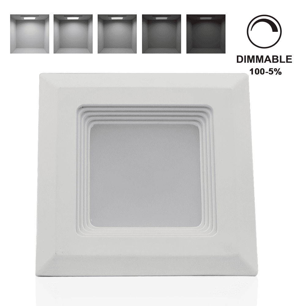 Energy Star Dimmable Downlight Retrofit Bulb Fixture UL Listed 740 Lm ESD Tech 12 Pack 4” Inch LED Recessed Lighting Square Trim White 5000K JA-8 Smooth Design 