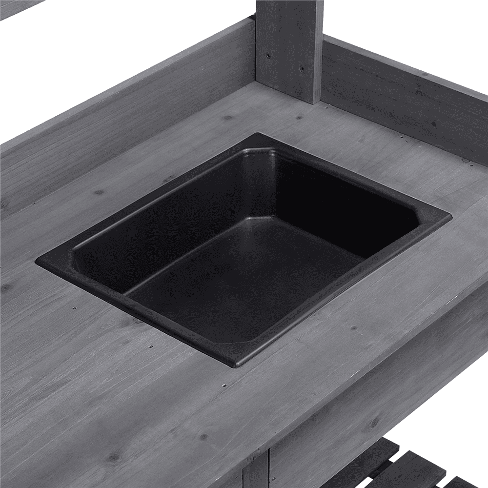 Renwick Fir Garden Potting Bench w/Sink Drawer Rack Shelves,Gray