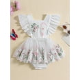 thumbnail image 2 of Nygoyerh Baby Girls Summer Romper Dress Fly Sleeve Embroidery Flower Lace Patchwork Jumpsuit Infant Sweet A-line Bodysuit Dress Toddler Princess Clothes 3M 6M 12M 18M 24M, 2 of 9