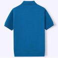 thumbnail image 4 of EANJE Men's Short Sleeve Knit Polo Cardigan, Geometric Pattern Button‑Down Lapel Collar Retro Casual Knitted Shirt for Daily Vacation Blue M, 4 of 5