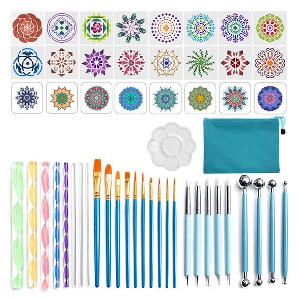 Juego De Herramientas De Punteado De Mandala De 53 Uds., Suministros De Arte De Dibujo De Arte De Mandala Para Pintar Rocas Scienceny EL011412-00