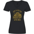thumbnail image 3 of Inktastic Life's Better with Bees Women's V-Neck T-Shirt, 3 of 5