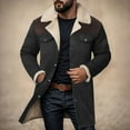 thumbnail image 2 of ZTKWD Mens Western Cowboy Jacket Long Trench Coats Vintage Jacket Zip Up Plush Collar Cowboy Peacoat Retro Tops, 2 of 6