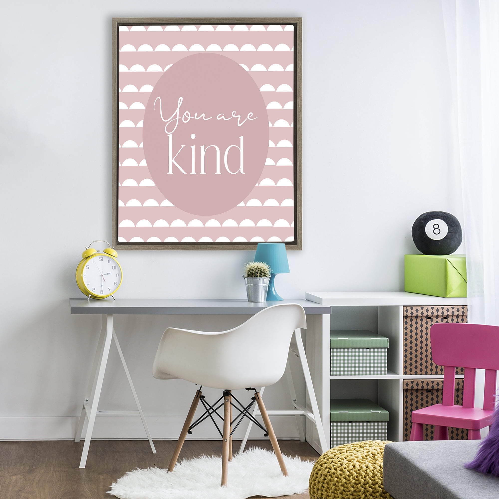 Stupell Industries You Are Kind Blush Pink Brown Framed Floater Canvas Wall Art, design by Christine Simpson Art