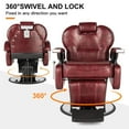 thumbnail image 5 of Artist hand Red Barber Chair Hydraulic Reclining Heavy Duty Salon Hair Styling 360°Tattoo Beauty Equipment, 5 of 14