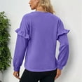 thumbnail image 2 of Vedolay Cute Tops Women's Fall Fashion Long Sleeve Pullover Casual Oversized Sweatshirt,Purple S, 2 of 5