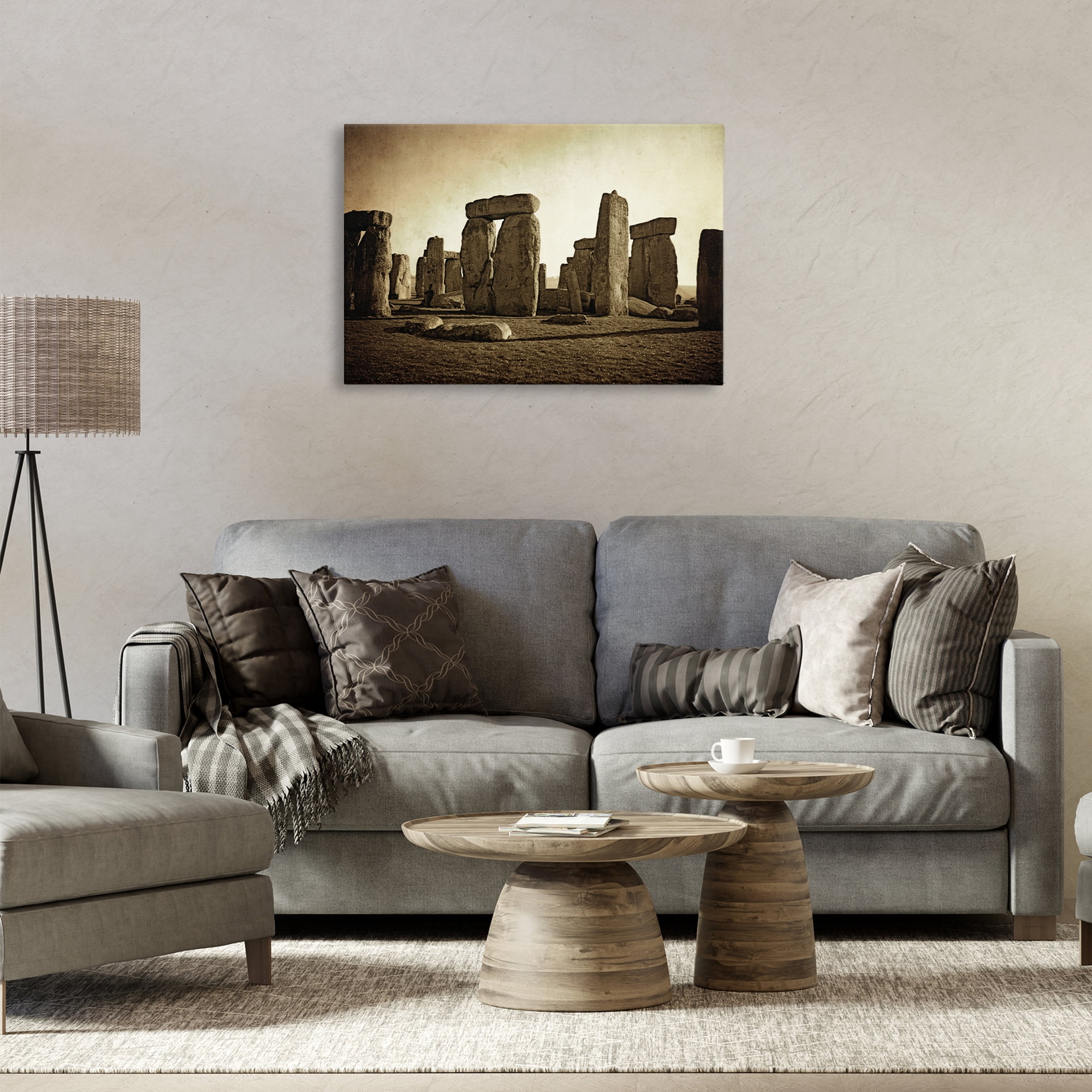 Stupell Industries Distant Stonehenge Sepia Landscape & Nature Photography Wrapped Canvas Art Print Wall Art, 30 x 20
