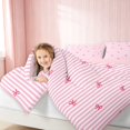 thumbnail image 3 of Erosebridal Line Art Bow Stripe Twin Comforter Sets for Girls, Minimalist Girly Ditsy Print Bedding Set, Pink Reversible 2pcs 1 Comforter and 1 Pillowcase, 3 of 6