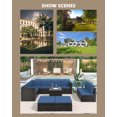 thumbnail image 4 of PUDO 10 Piece Patio Furniture Conversation Rattan Wicker Outdoor Lawn Furniture Covers Set Couch with Storage Box Removable BlueBlack Cushions Seating Sets and Glass Table, 4 of 7