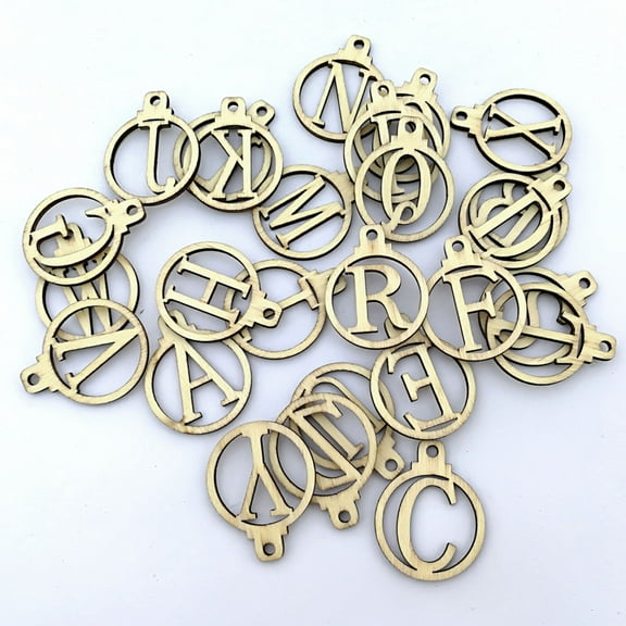 WHAMVOX Light Yellow Wooden A Z Name Tags for Party Use Paintable and Durable 26 Letter Set Great for Crafts Gifts or Cards