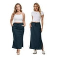 thumbnail image 7 of Nestiefly Womens Side Slit Maxi Skirts Elastic High Waisted Drawstring Casual Long Sweat Skirts, 7 of 7