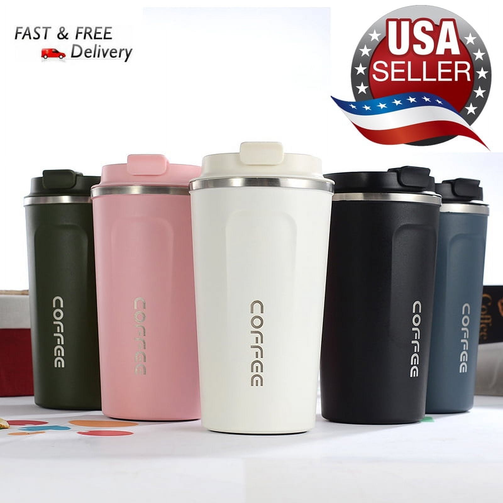 510ML Stainless Steel Car Coffee Cup Leakproof Insulated Thermal Thermos Cup  Car Portable Travel Coffee Mug Green 