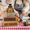 thumbnail image 4 of 4 Pcs Thanksgiving Table Decorations Wooden Turkey Decor Thanksgiving Tiered Tray Decor Fall Centerpiece Rustic Wood Turkey Block Sign for Gobble Harvest Party Home Kitchen Decorations, 4 of 14