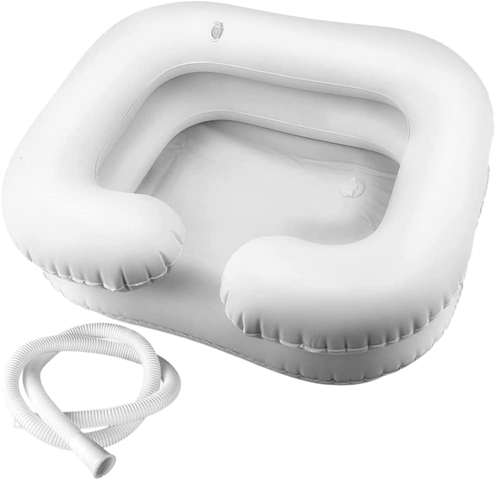 Inflatable hair wash basin for bedridden, washing hair in bed