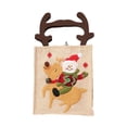 thumbnail image 1 of Bolso de Papá Noel, hermoso saco portátil, bolsa de dulces, adornos navideños de lino resistentes al desgaste con asa, gran capacidad Kits de decoración para fiestas Cuerno de ciervo Muñeco de nieve Yuarrent HA069780-04, 1 of 6