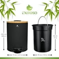 thumbnail image 3 of Exitoso® Bathroom Trash Can with Lid - Quiet Soft Close, Bamboo Lid, 0.8 gal (Black), 3 of 6
