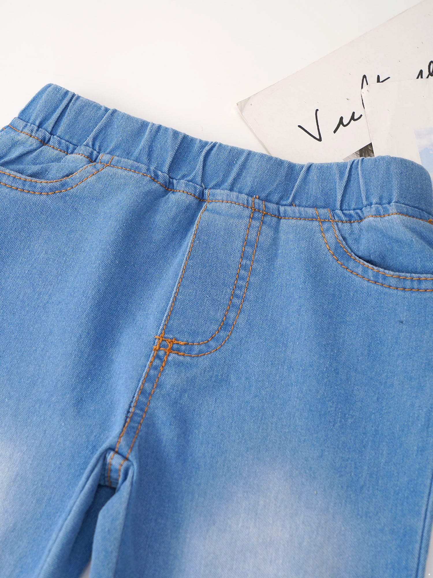 inhzoy Kid Girl's Denim Jeans Ribbed Bell Bottom Flare Pants