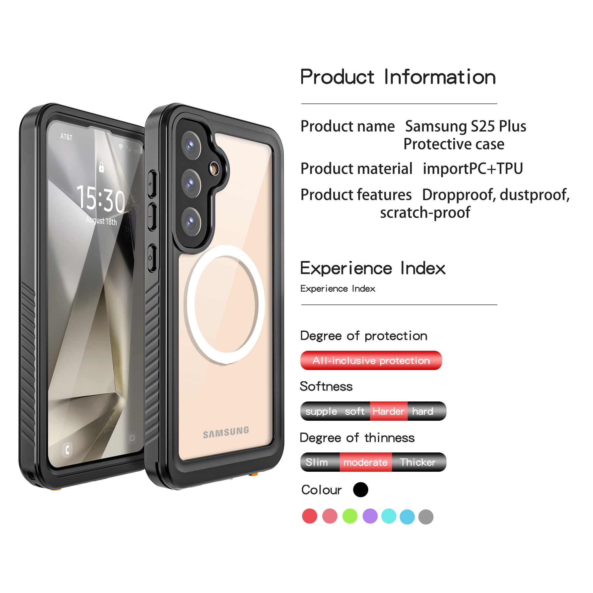 Casetego Magnetic Case for Samsung Galaxy S25 Plus,IP68 Waterproof Case,Built-in 9H Screen Protector & Camera Protector [Compatible with MagSafe] [Military Dustproof] Full Body Shockproof Phone Cover