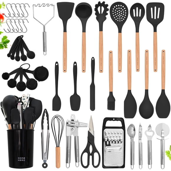 Juego de utensilios de cocina Home Hero, 44 piezas de silicona con soporte