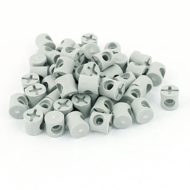 Conector de barril cruzado de martillo de muebles de 10mmx10mm con agujero de 4mm, color gris, 50 piezas
