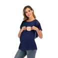 thumbnail image 2 of zttd womens maternity irregular soild hem tee shirt casual short sleeve crew neck basic nursed t shirt top breastfeeding blouse, 2 of 6