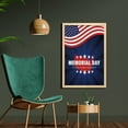 thumbnail image 2 of Memorial Day Wall Art with Frame, Retro Look American Flag Sunbeams Patriotic Stars Pattern, Printed Fabric Poster for Bathroom Living Room, 23" x 35", Night Blue Vermilion, by Ambesonne, 2 of 2