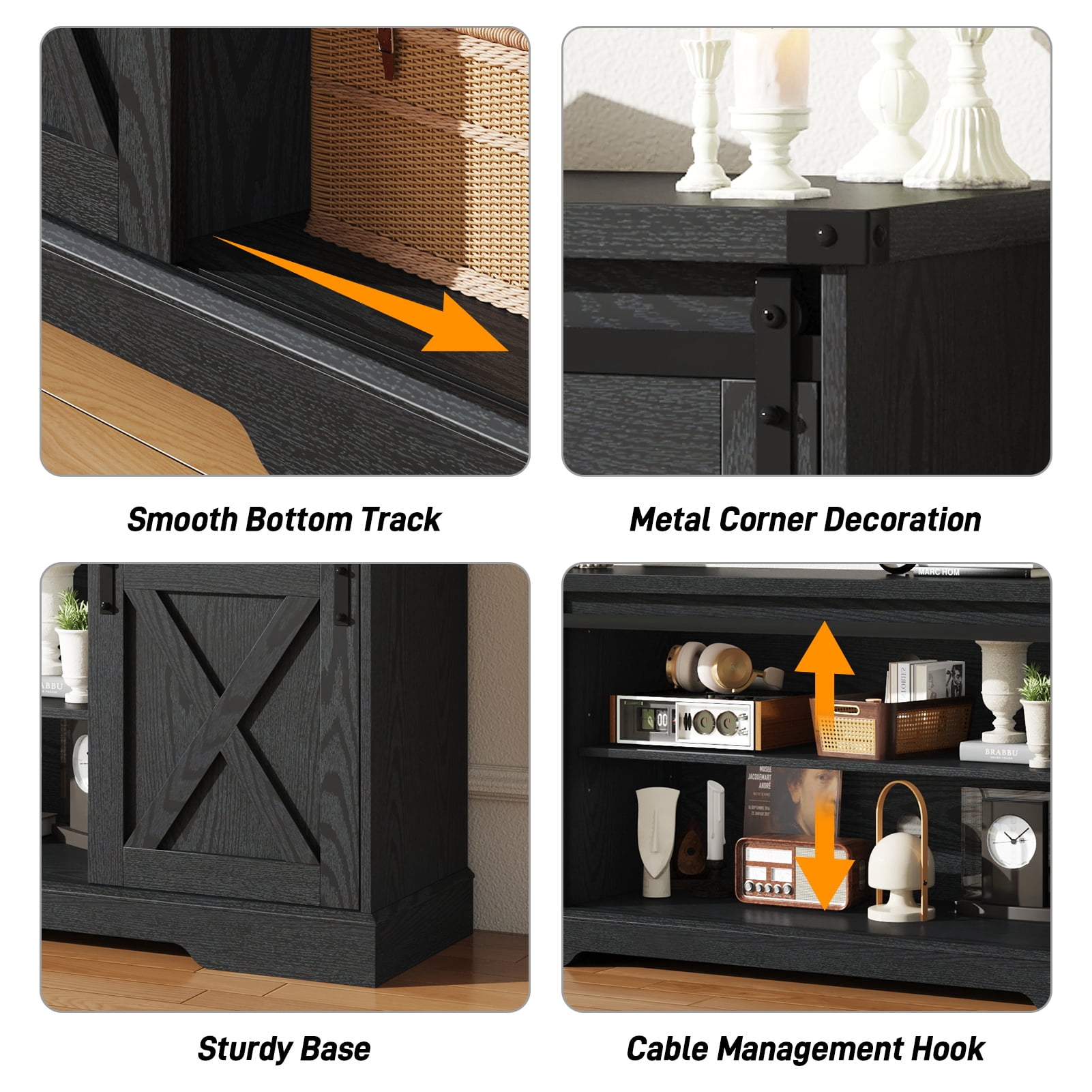 70" Farmhouse TV Stand for 75 Inch TVs with Sliding Barn Door, Rustic Wood Entertainment Center Large Media Console Cabinet for Living Room