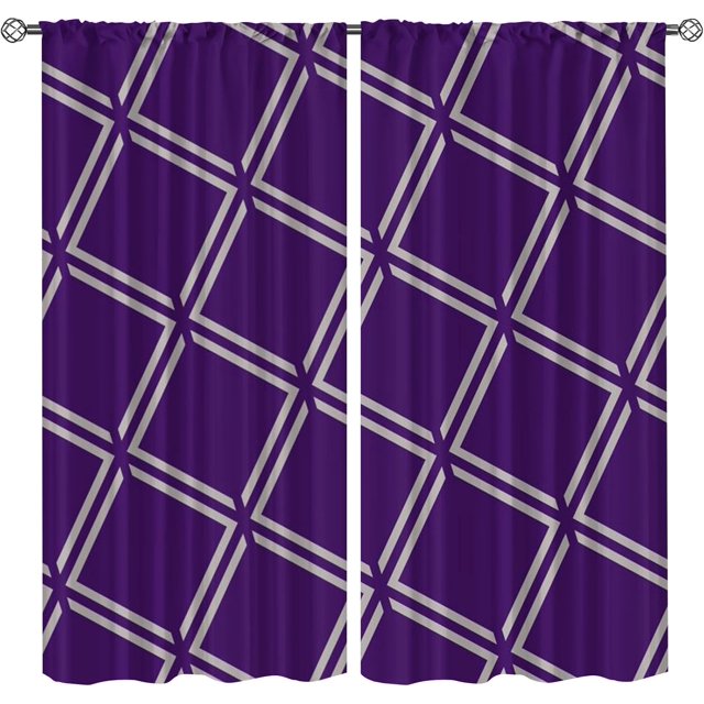 Geometric Stripes Check Window Curtains, Triangles Diagonal Squares Rod Pocket Blackout Window Drapes, Dust-Proof Easy to Clean Curtains for Living Room Bedroom Kitchen Dining Room-W42xL63in