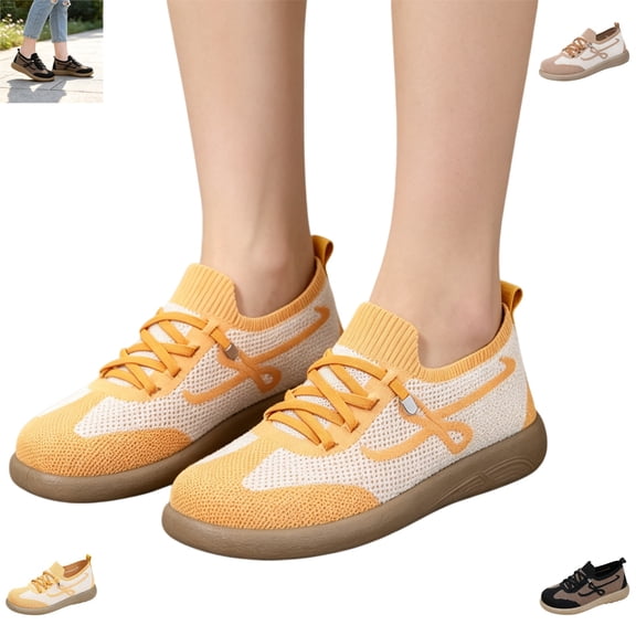 YOUYEDIAN Sneakers for Women Versatile Non Slip Comfy Flat Sport Sneakers Fashion Round Toe Casual Breathable Mesh Walking Shoes