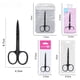 thumbnail image 2 of Tijeras de acero inoxidable de 2,0 mm de grosor, tijeras negras para recortar cejas, tijeras para vello de nariz y cejas, tijeras pequeñas, herramientas de maquillaje de belleza, tijeras para, 2 of 5