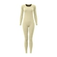 thumbnail image 3 of Women's Silk Thermal Underwear Set High Elasticity Seamless Round Neck Top and Pants for Autumn Winter Warmth, 3 of 3