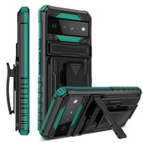 For Google Pixel 6 Pro Case with Belt Clip Holster, Heavy Duty Military Grade Drop Protective, 360掳 Rotating Kickstand Shockproof TPU Shell Durable Rugged Cover For Google Pixel 6 Pro, Darkgreen