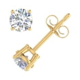 thumbnail image 2 of 1/2 Carat 4-Prong Set Diamond Unisex Stud Earrings in 14K Yellow Gold, 2 of 6