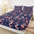 thumbnail image 3 of Homewish Cute Cartoon Snake Full Size Sheets,Kawaii Cherry Blossom Bed Sheets,Deepblue Pink Sheet Sets For Girls Kids,Ultra Soft Home Decor,4-Piece, 3 of 7