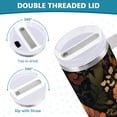thumbnail image 3 of Yayeee 40oz Stainless Steel Tumbler with Straw and Handle Double-Wall Insulated Travel Water Bottle, Dark Floral Pattern, 3 of 8