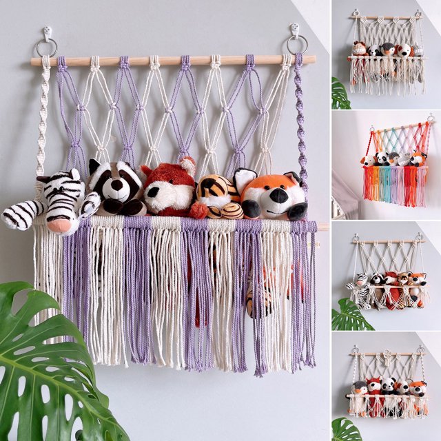 YAOMOBB Wall Hanging Toy Organizer Toy Storage Organizer Stuffed Rack Wall Hanging Vivid Color Easy Nursery Room Decor