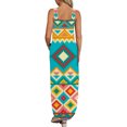 thumbnail image 4 of SMihono Robe Maxi Bohème d'Été pour Femmes Grande Taille Décontractée Col en V Sans Manches Imprimée Ample Robe Longue + Poche Robe de Plage, 4 of 6